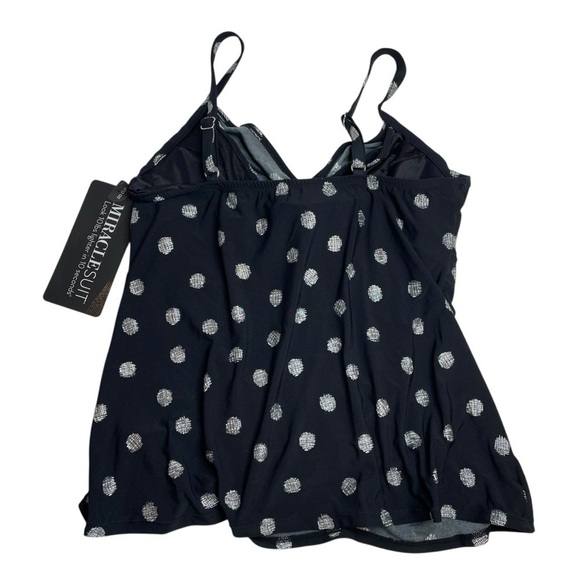 Miraclesuit Love Knot DD Cup Underwire Tankini Swim Top Black White Dots 12 New - Picture 7 of 7